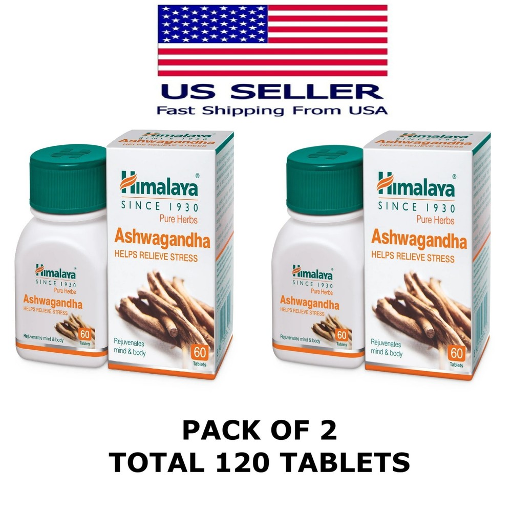 Ashwagandha Ashvagandha Himalaya 60 Tablets USA Seller Free Shipping (Pack Of 2)