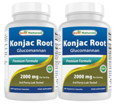 2 Pack – Best Naturals Konjac Glucomannan 2000mg 180 Caps Each EXP 11/28