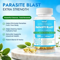 Extra Strength Parasite Blast Detox Complex 120 Softgels Gut Herbal Supplement