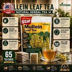WOTIHA 65 Count Value Pack Premium Mullein Leaf Tea Bags – 100% Pure Natural Her