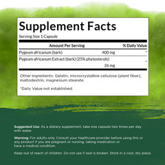 Swanson Pygeum Bark and Extract Capsules, 500 mg, 120 Count