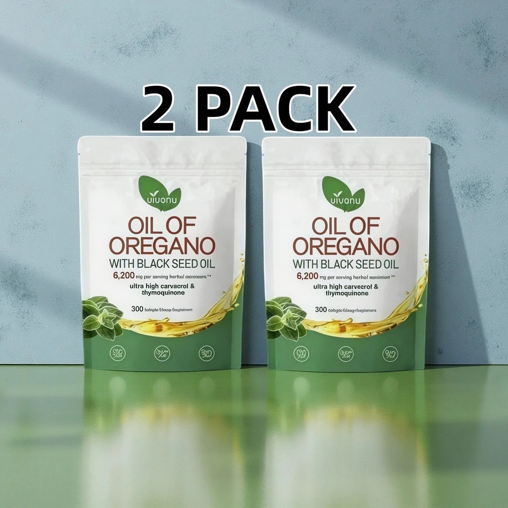 Aceite 2PACK De Oregano En 300 Capsulas Con Carvacrol Timol Black Seed Oil 6000