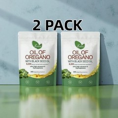 Aceite 2PACK De Oregano En 300 Capsulas Con Carvacrol Timol Black Seed Oil 6000