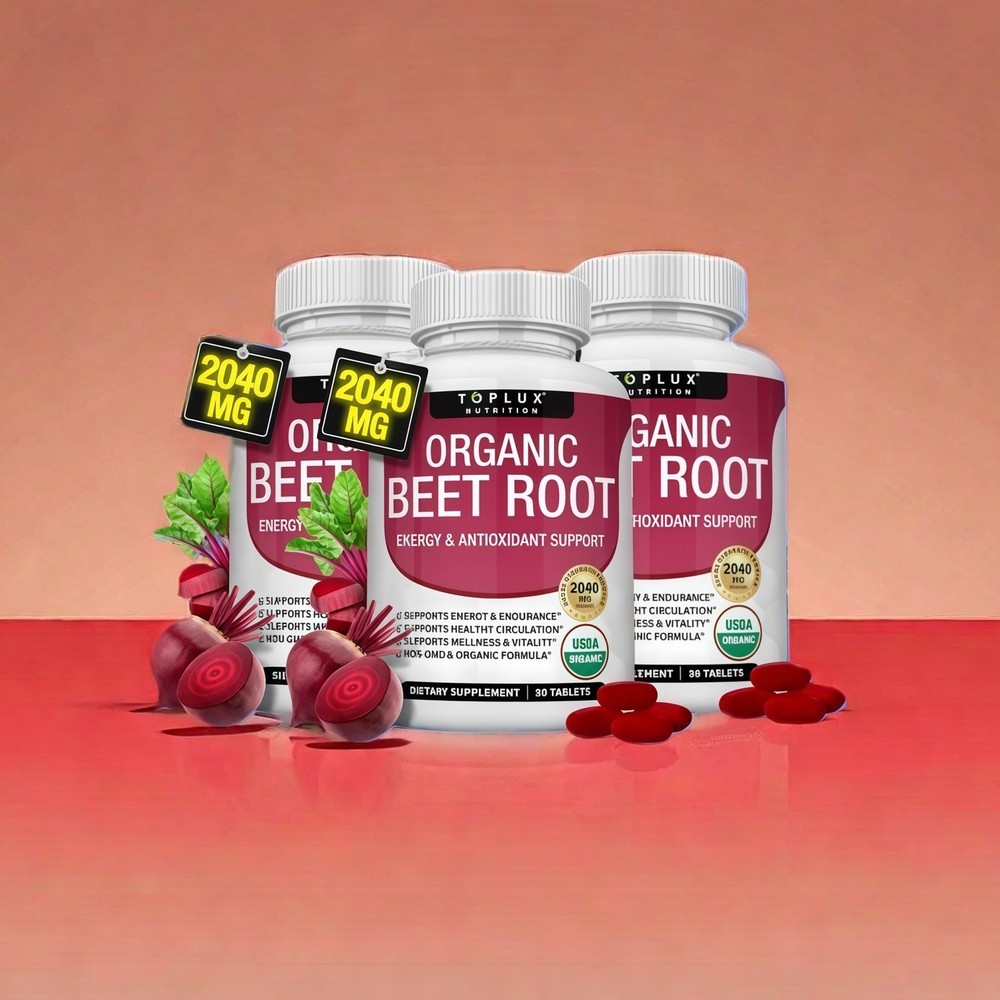 3PCS Root Beet Capsules 2040 Mg Organic Beetroot Powder Extract + Black Pepper