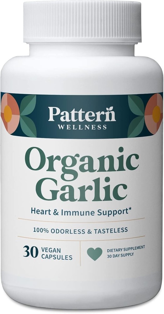 Pattern Wellness Odorless Organic Garlic – 1000mg – 30 Count (Pack of 1)