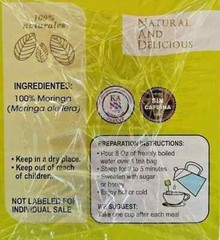 4 Boxes TE de MORINGA / MORINGA TEA 100 bags 2 grs ea Antioxidants Free Shipping