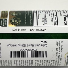 Carlyle Lions Mane Mushroom Capsules | 4200mg | 60 Count | Vegetarian |