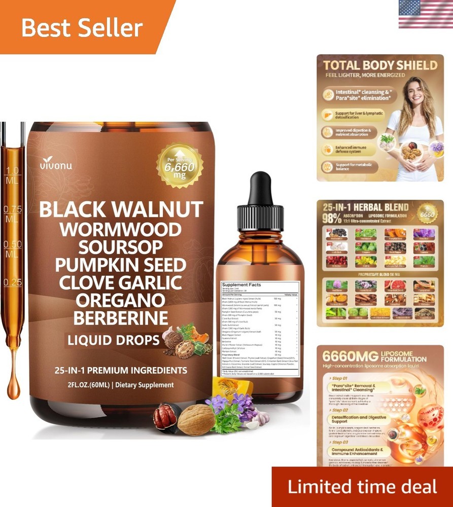 Advanced 25-in-1 Wormwood Clove Tincture Drops for Detox and Wellness Support