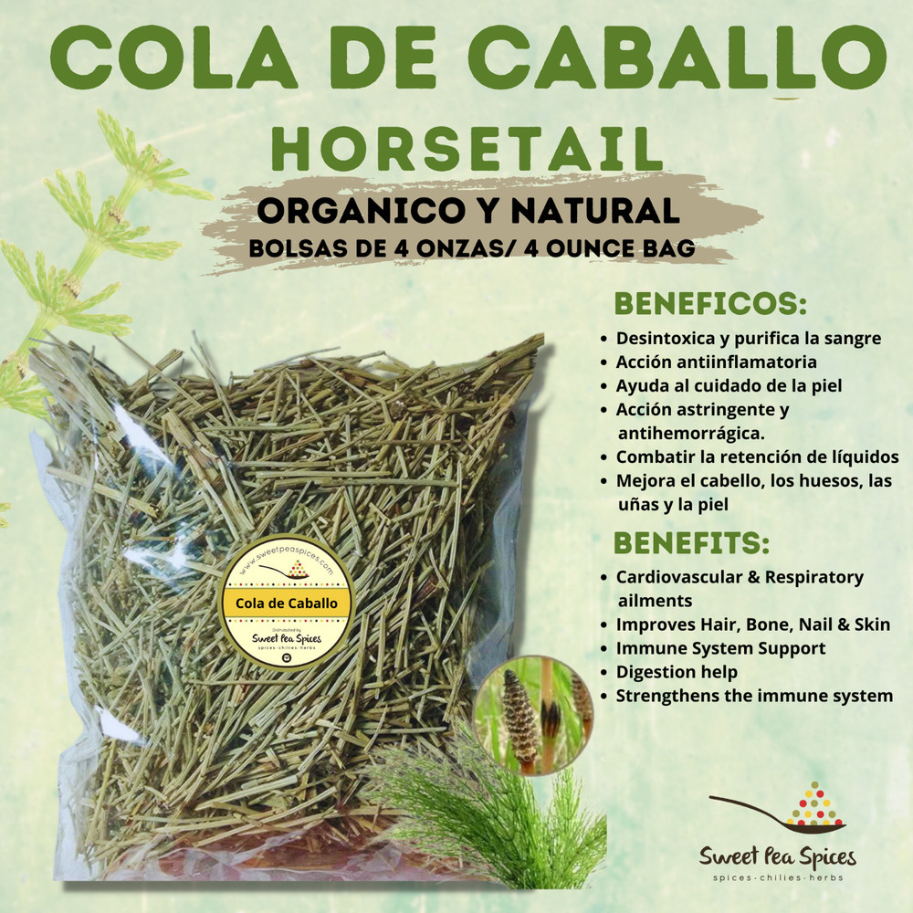 Cola de Caballo Entero 4 oz -113g. Horsetail Tea Combate Retencion de Liquidos