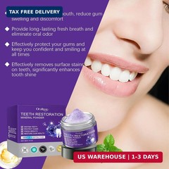 2Pcs Teeth Restoration Mineral Powder, Purple Whitening Mineral Powder，Fresh Bre
