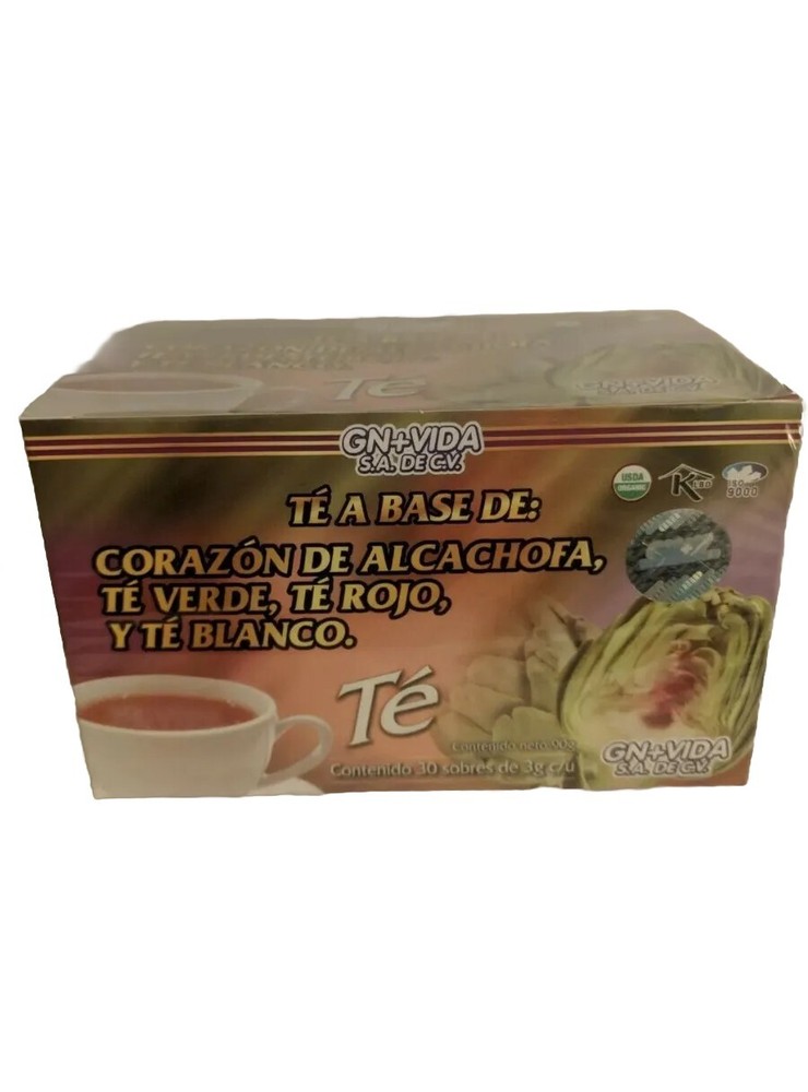 1 BOX TE DE ALCACHOFA + GREEN TEA LOSE WEIGHT, UNISEX GN+VIDA , ORIGINAL.