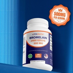 Vitamatic Bromelain Supplement 500mg, 2400 GDU/g 180 Capsules