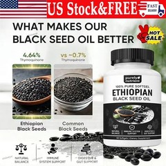 Black Ethiopian Seed Oil Softgels |4.64% Thymoquinone |Gluten-Free, 60 capsules