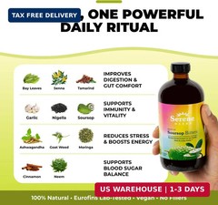 Serene Herbs Soursop Bitters Liquid with Soursop Leaves for Gut Cleanse, Detox &