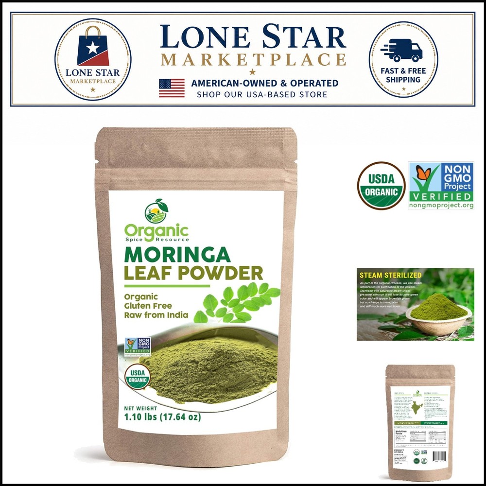 Organic Moringa Powder 1.10 lbs – USDA Certified, Gluten-Free, Raw Superfood