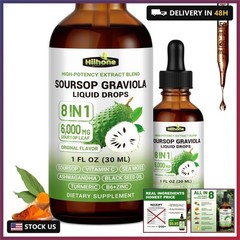 (2 Pack) 8 in 1 Graviola Soursop Leaf Extract Liquid – Soursop Bitters Liquid wi