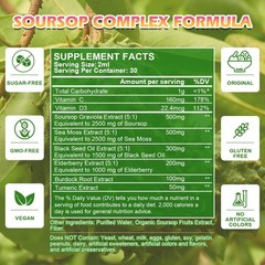 2x Soursop Graviola Extract Liquid Drop with Sea Moss Black Pepper Burdock Root