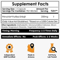 Nootropics Depot PrimaVie Shilasjit Capsules 250mg 90 Count – EXP 2028+