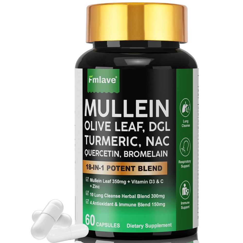 18-in-1 lung complex Mullein Extract Supplement for Lungs Detox and Cleanse 60ct
