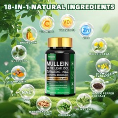 18-in-1 lung complex Mullein Extract Supplement for Lungs Detox and Cleanse 60ct