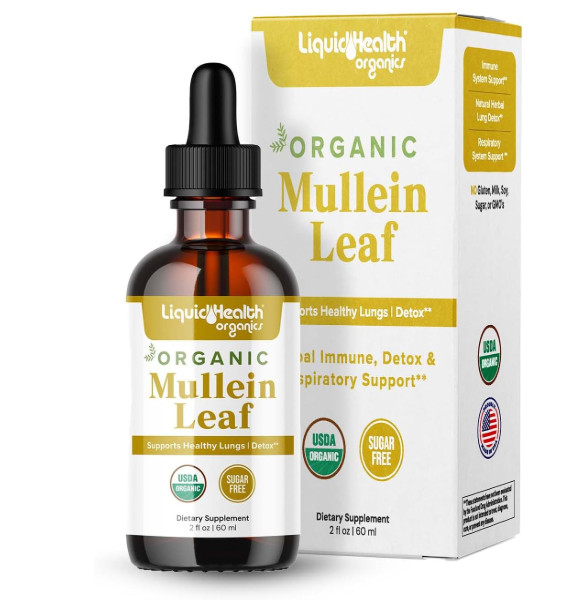 LIQUIDHEALTH USDA Organic Mullein Leaf Extract Drops for Lungs – Herbal Cleansin