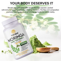 500 Capsules Moringa Oleifera Leaf Powder 5000mg – Organic Herbal Extract YOKABA