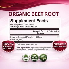 Organic Beravia Organic Beet Root Capsules, Purely Organic, Non-GMO 60-Counts