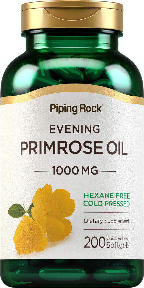 Evening Primrose Oil Capsules 1000mg | 200 Softgels | Non-GMO | by Piping Rock