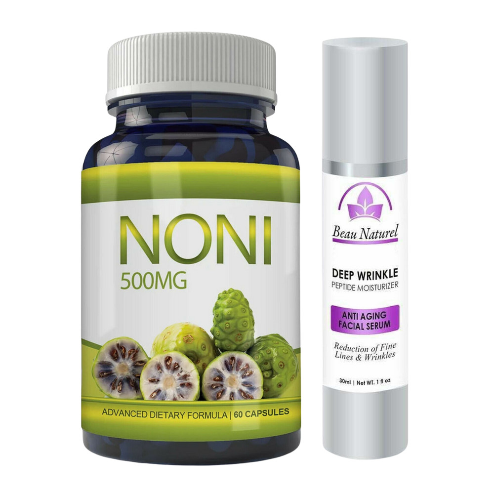 Noni Fruit 500mg Immune Support Supplement 60 Caps & Facial Cream Moisturizer