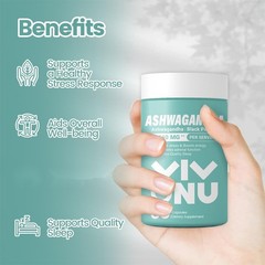 Ashwagandha Capsules 1440mg with Black Pepper Stress Adrenal Support 60 Capsules