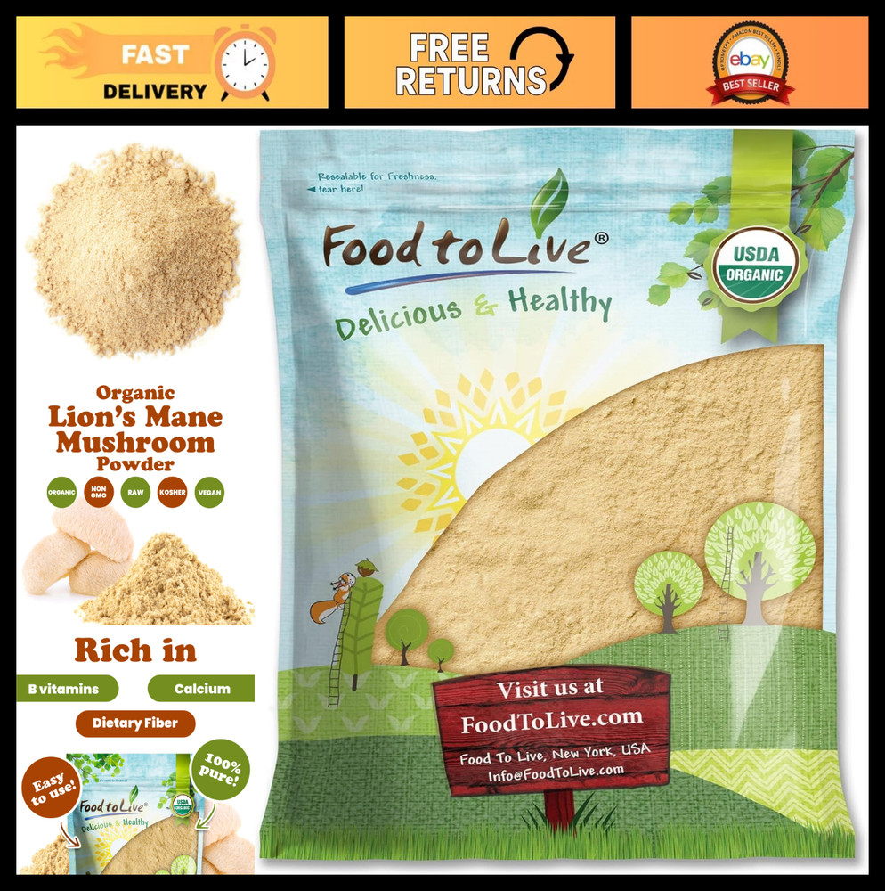 Organic Lion’s Mane Mushroom Powder 8lbs – Non-GMO, Vegan, Smoothie & Recipe Boo