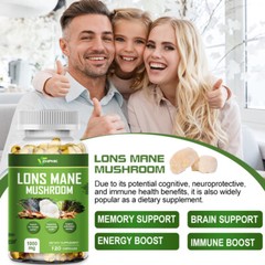 1000Mg Organic Lions Mane Mushroom Nootropic Brain Memory Focus Immune Support