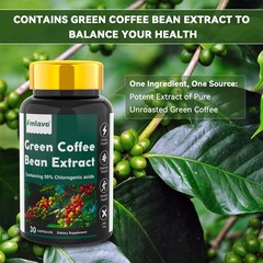 Green Coffee Bean Extract Support Weight Loss Fat Burner Energy Boost 800mg 30ct