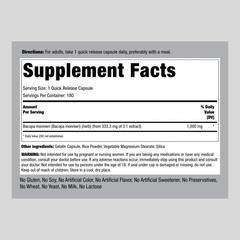 Bacopa Monnieri Capsules 1000 mg | 180 Count | Non-GMO | By Piping Rock