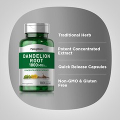 Dandelion Root Capsules | 1800mg | 180 Count | Non-GMO | by Piping Rock