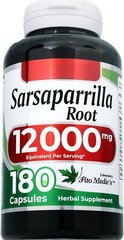 Sarsaparilla Root 12000mg 180 Caps Smilax officinalis No Gluten/No Preservatives