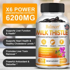 Milk Thistle 6200 mg, Liver Health, Oxidant, Detox and Cleansing Formula