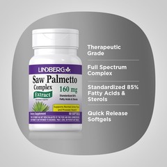 Saw Palmetto Extract Complex 160mg | 60 Softgels | Non-GMO | by Lindburg