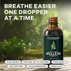Mullein Drops Tincture for Lung Detox – Alcohol-Free Respiratory Support, 1 Mont