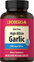 Garlic Pills 5000mg | 100 Caplets | High Allicin Odorless Garlic | by Lindburg