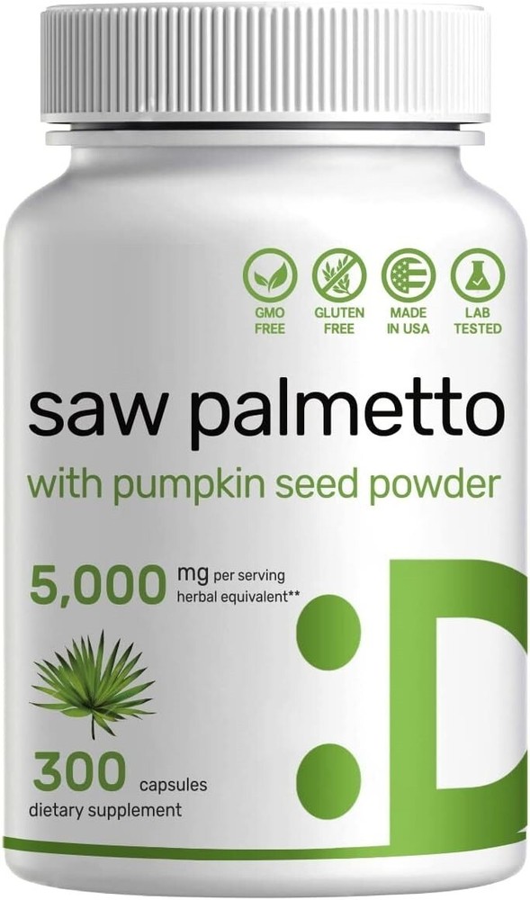 Saw Palmetto 5000mg with Pumpkin Seed 300Caps Gluten Free/No Soy