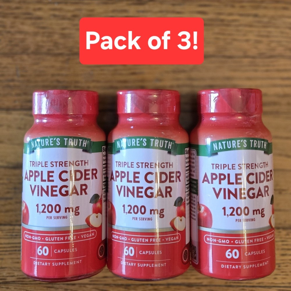 Apple Cider Vinegar Capsules 1200mg Per 2 Capsule 60 Count by Nature’s Truth