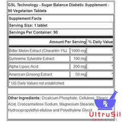 4 BOTTLEs GSL Technology Sugar Balance Diabetic Supplement 90 Tablets (NEW)