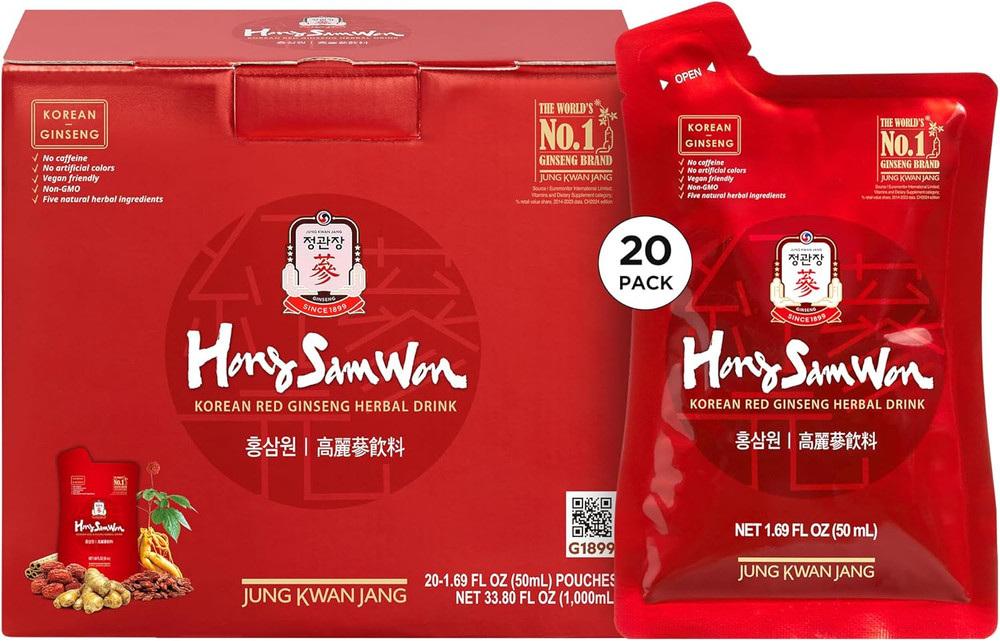 JUNG KWAN JANG Hong Sam Won Korean Red Ginseng Drink | Energy Drink, Pre Workout