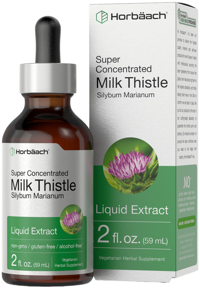 Milk Thistle Liquid Extract | 2 fl oz | Alcohol Free | Vegetarian | by Horbaach