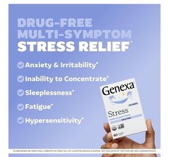 60 Count Genexa Stress Anxiety Irritability Fatigue Sleeplessness Insomnia