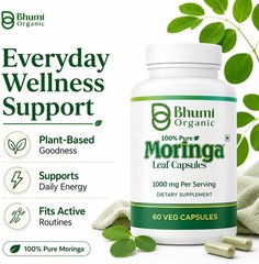 Moringa Powder Capsules 800mg of Pure Nutrient-Rich Moringa Powder 60