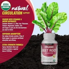 3PCS Beet Root Capsules 2040 Mg Organic Beetroot Powder Extract + Black Pepper