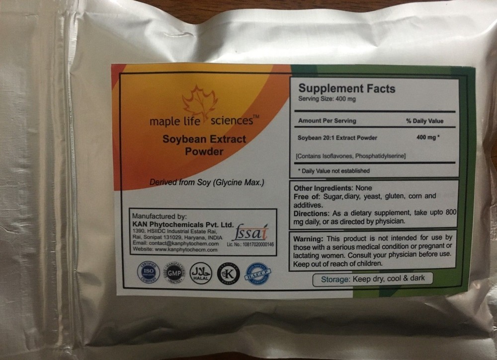 Soybean 20:1 Extract Powder Glycine Max Isoflavones Phosphatidylserine Pure