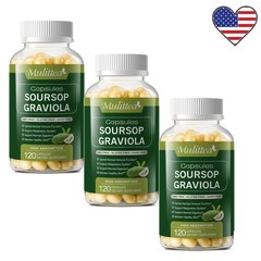 3x Graviola Capsules 1000mg 120 Pure Natural Soursop Capsules Leaves